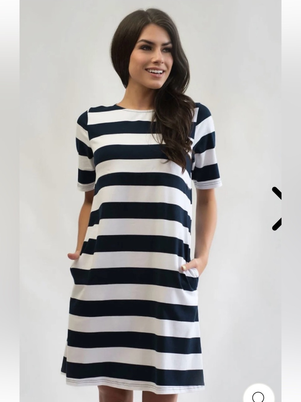 Nursing Queen Navy and White Striped Midi Swing Dress